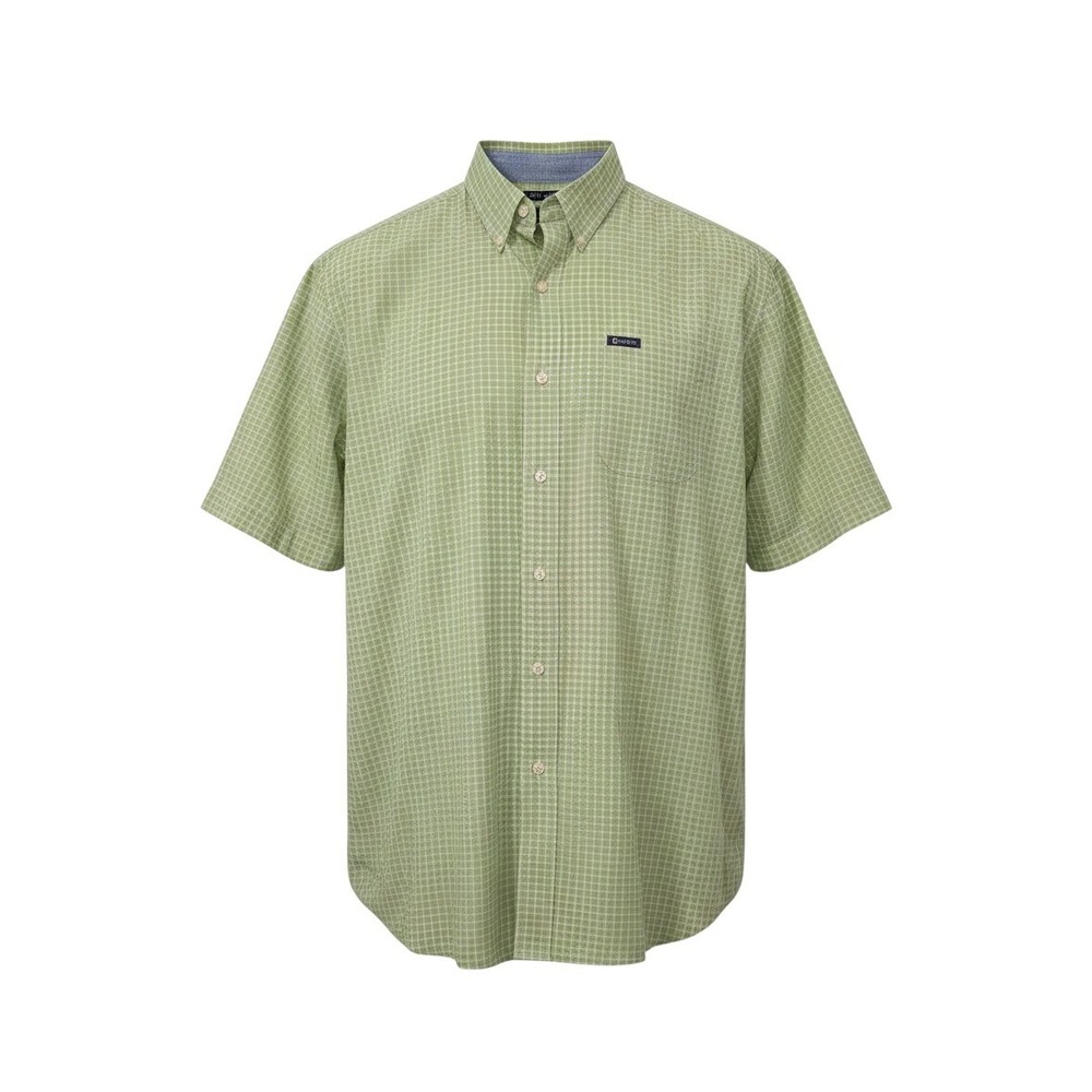 Chaps Mens Short Sleeve‎ Button Down Shirt Cotton Blend Green Checker Size XL